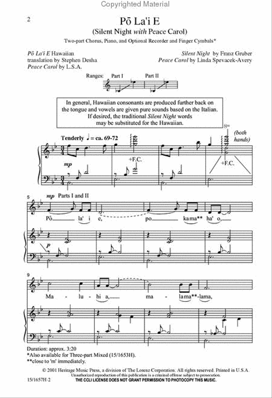 Pō La’i E Pō La’i E 2-Part scores gallery preview page 2