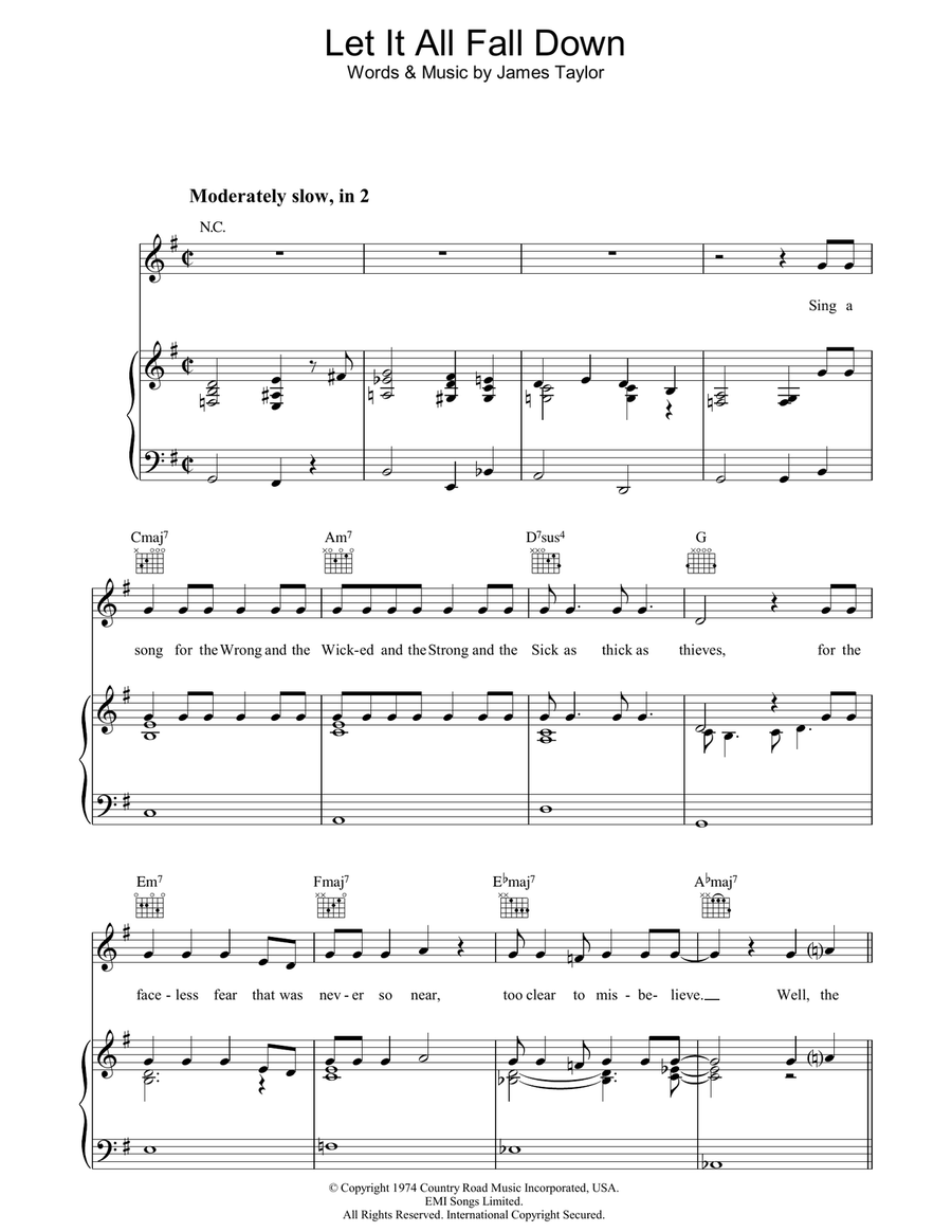 Let It All Fall Down Let It All Fall Down Piano, Vocal, Guitar scores gallery preview page 1
