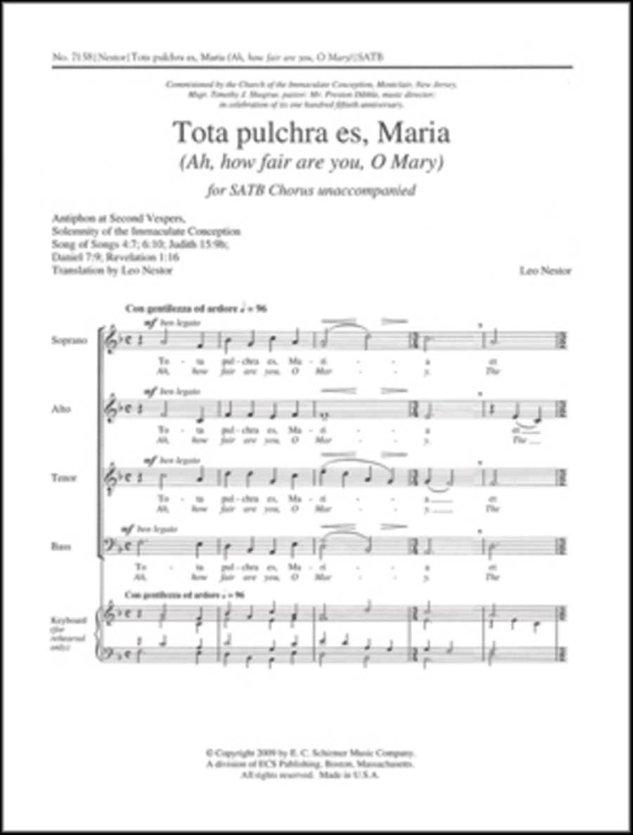 Tota pulchra es, Maria (Ah, how fair are you, O Mary) 4-Part scores gallery preview page 1
