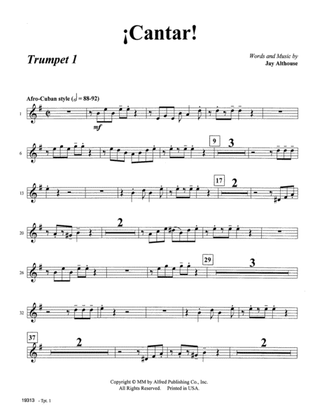 Book cover for Cantar! (Sing!): 1st B-flat Trumpet