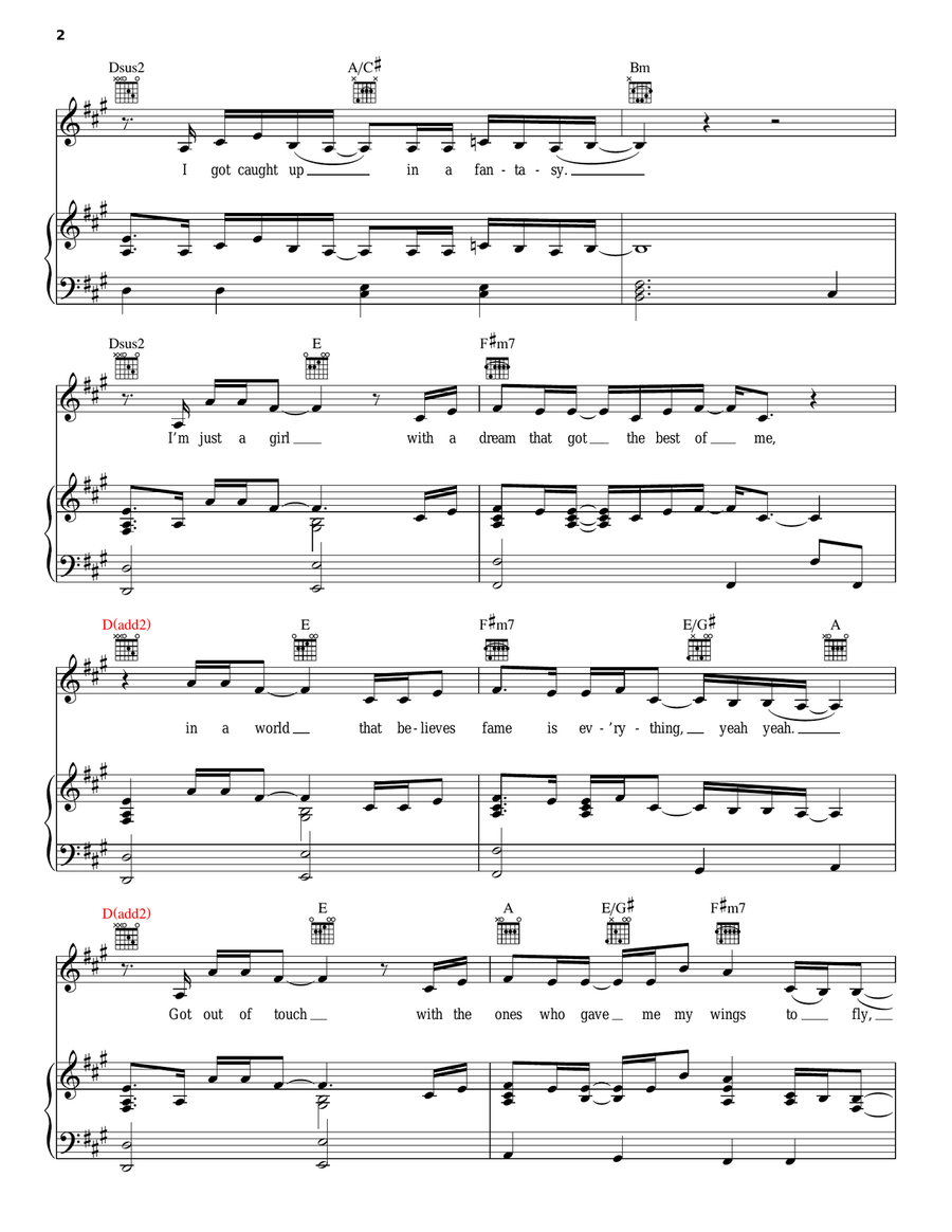Just A Girl Piano, Vocal, Guitar scores gallery preview page 2