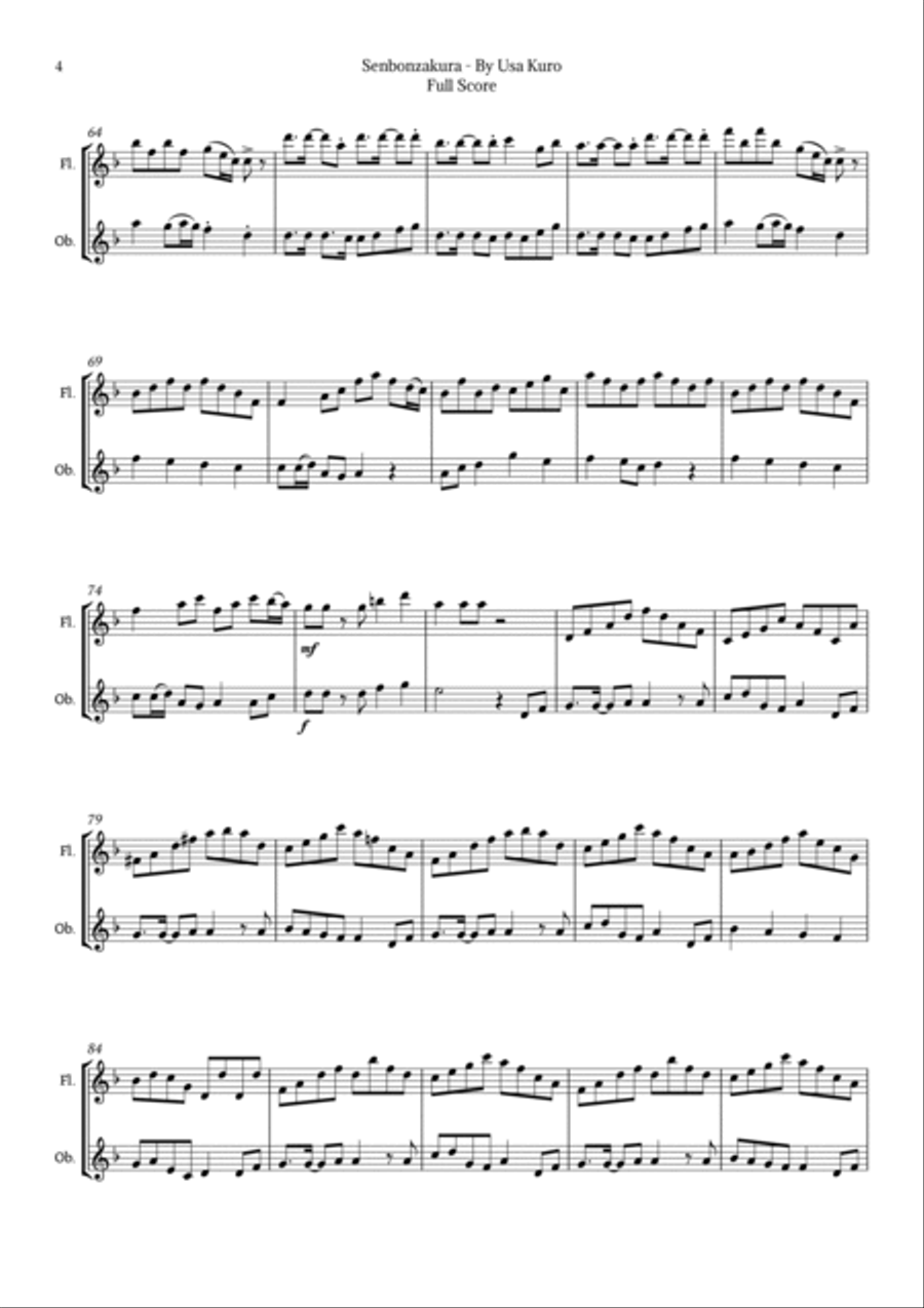 Senbonzakura Woodwind Duet scores gallery preview page 4