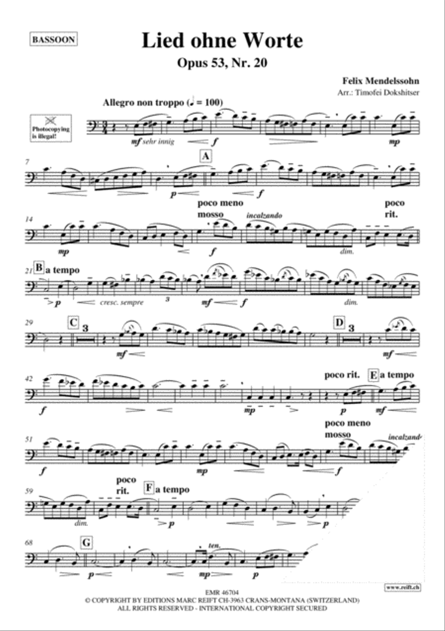 3 Lieder ohne Worte 3 Lieder ohne Worte Bassoon Solo scores gallery preview page 3
