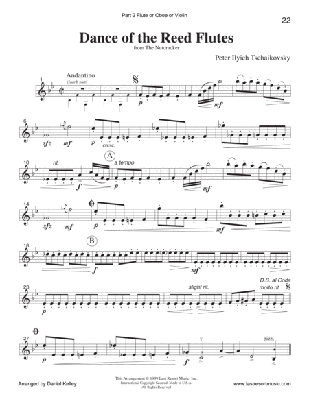 Dance of the Reed Flutes from the Nutcracker for String Quartet (or Mixed Quartet or Piano Quintet)