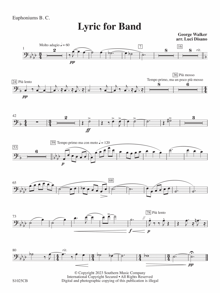 Lyric for Symphonic Band - Euphonium BC Concert Band scores gallery preview page 1