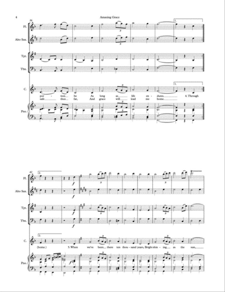 Amazing Grace Unison Choir scores gallery preview page 4