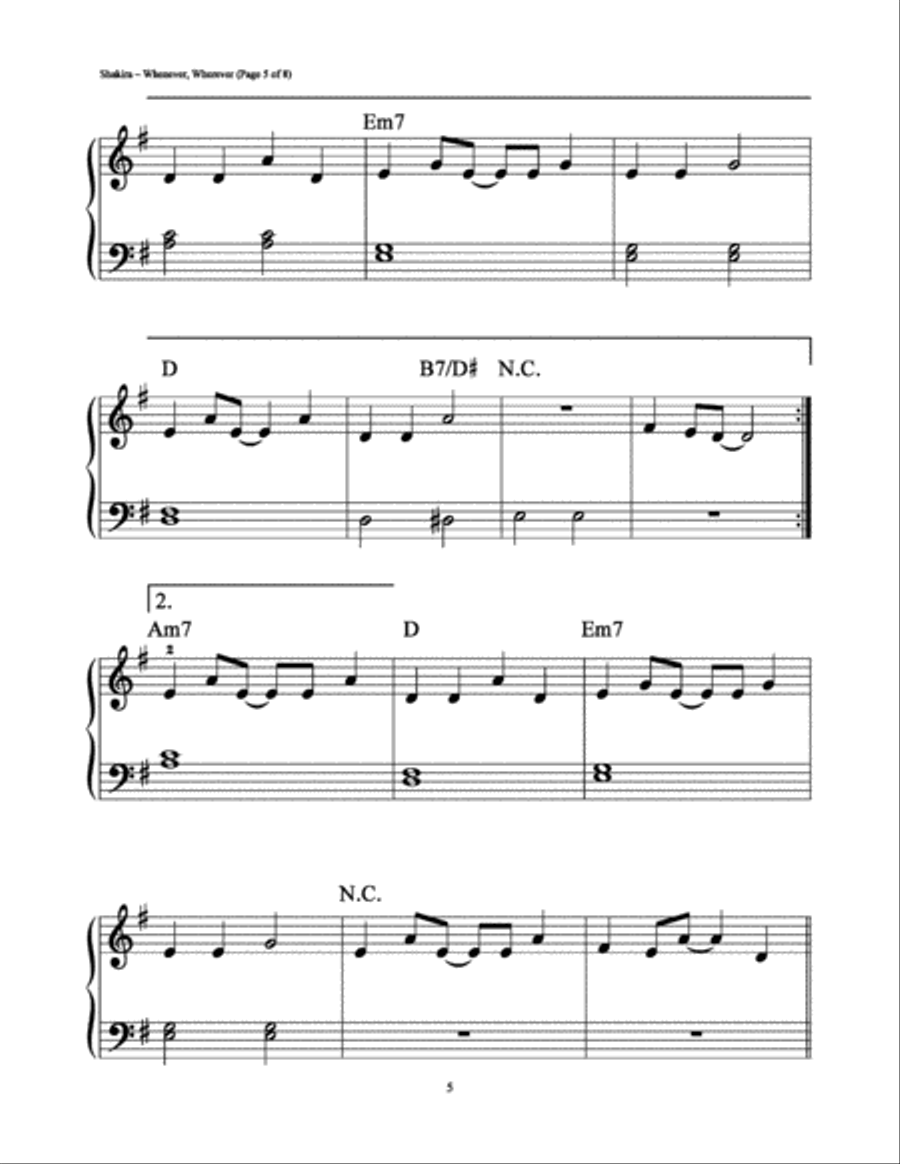 Whenever, Wherever Easy Piano scores gallery preview page 5