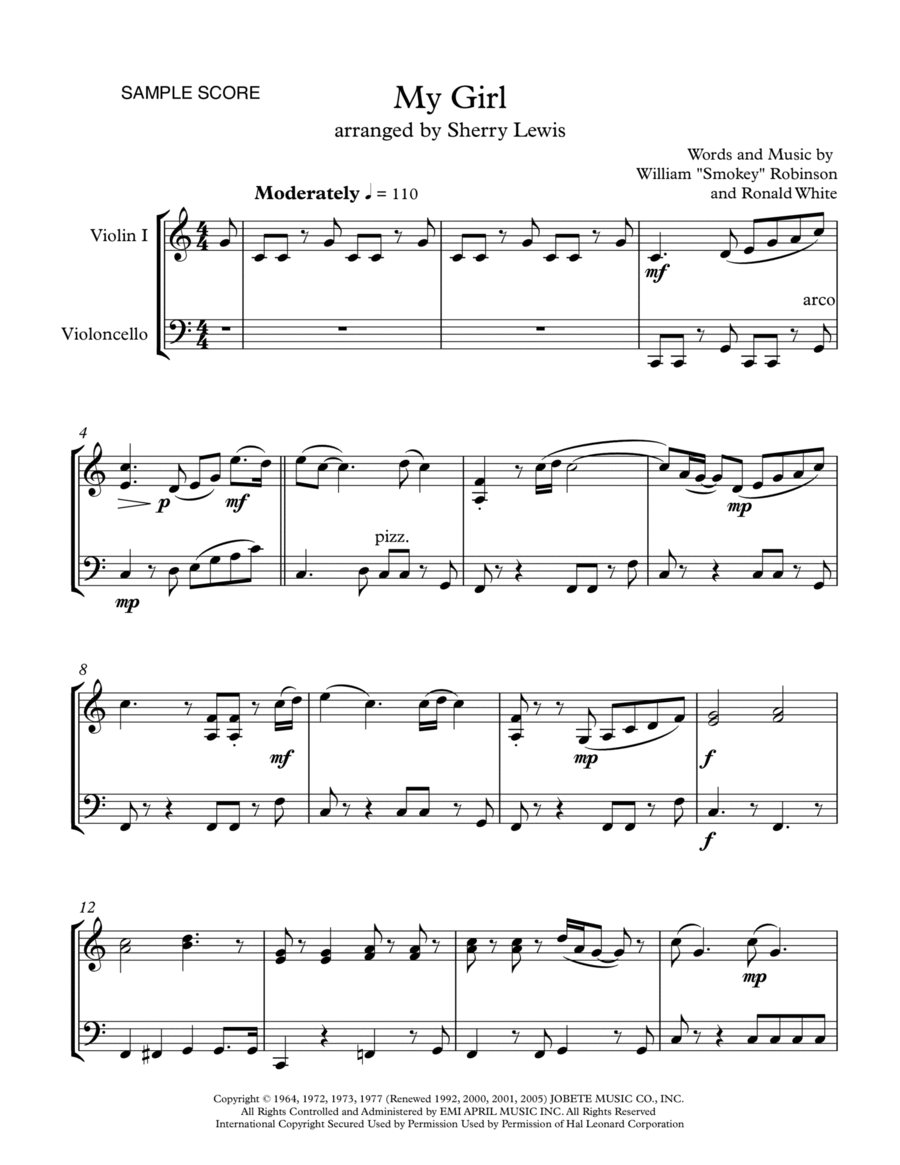 My Girl String Duet scores gallery preview page 1