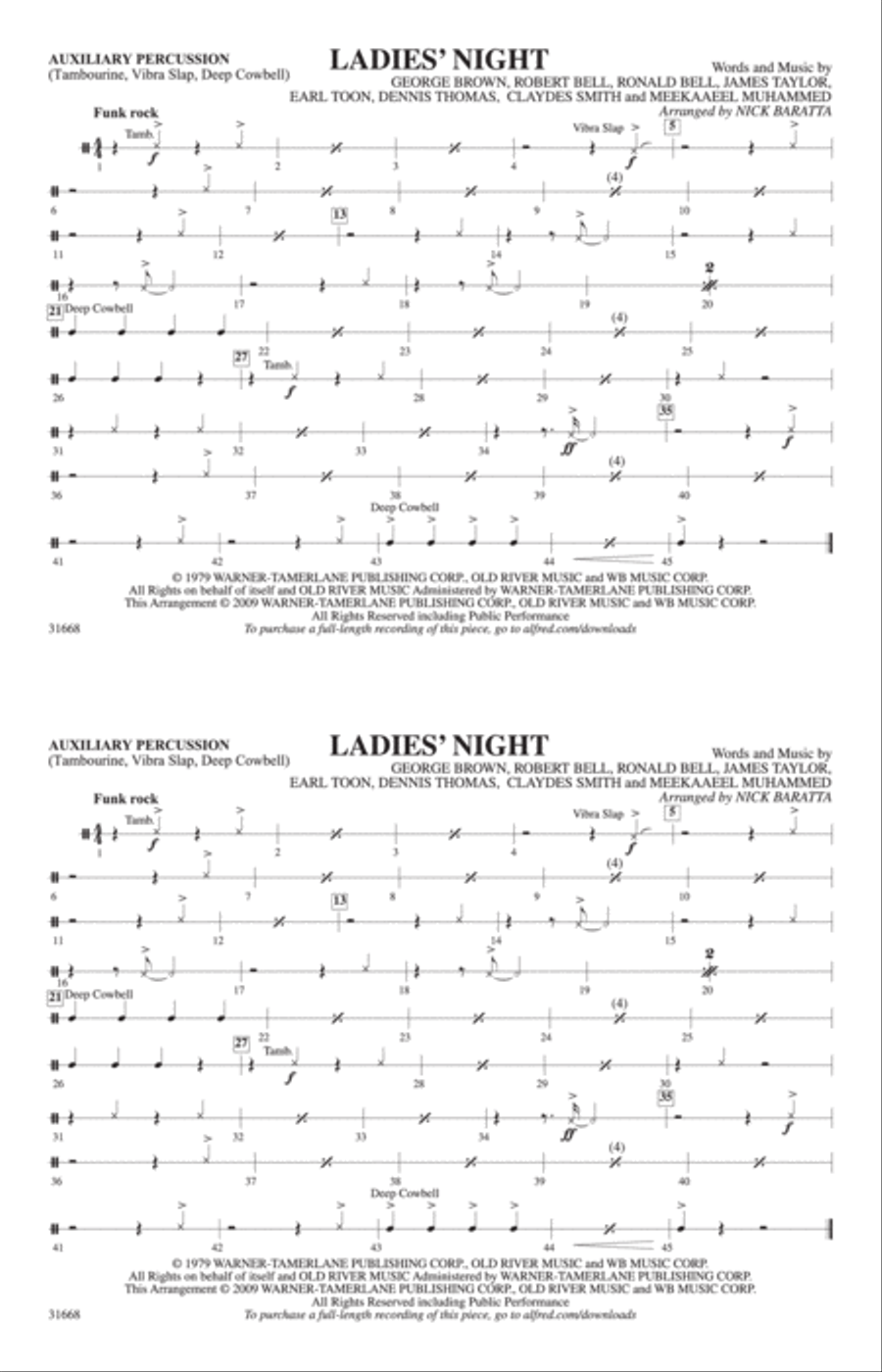 Ladies' Night: Auxiliary Percussion Marching Band scores gallery preview page 1