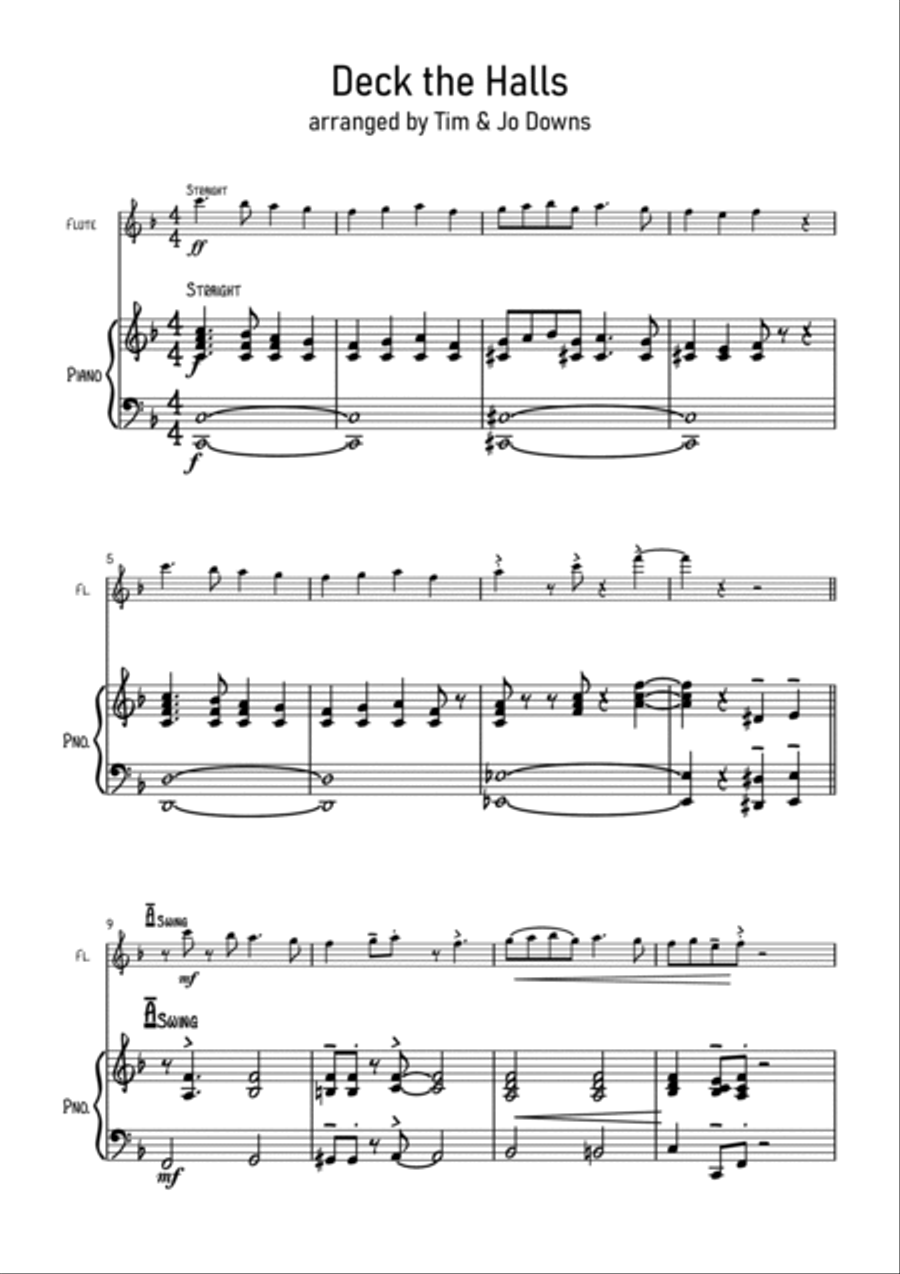 Deck The Hall (swing & Latin) Flute Solo scores gallery preview page 2