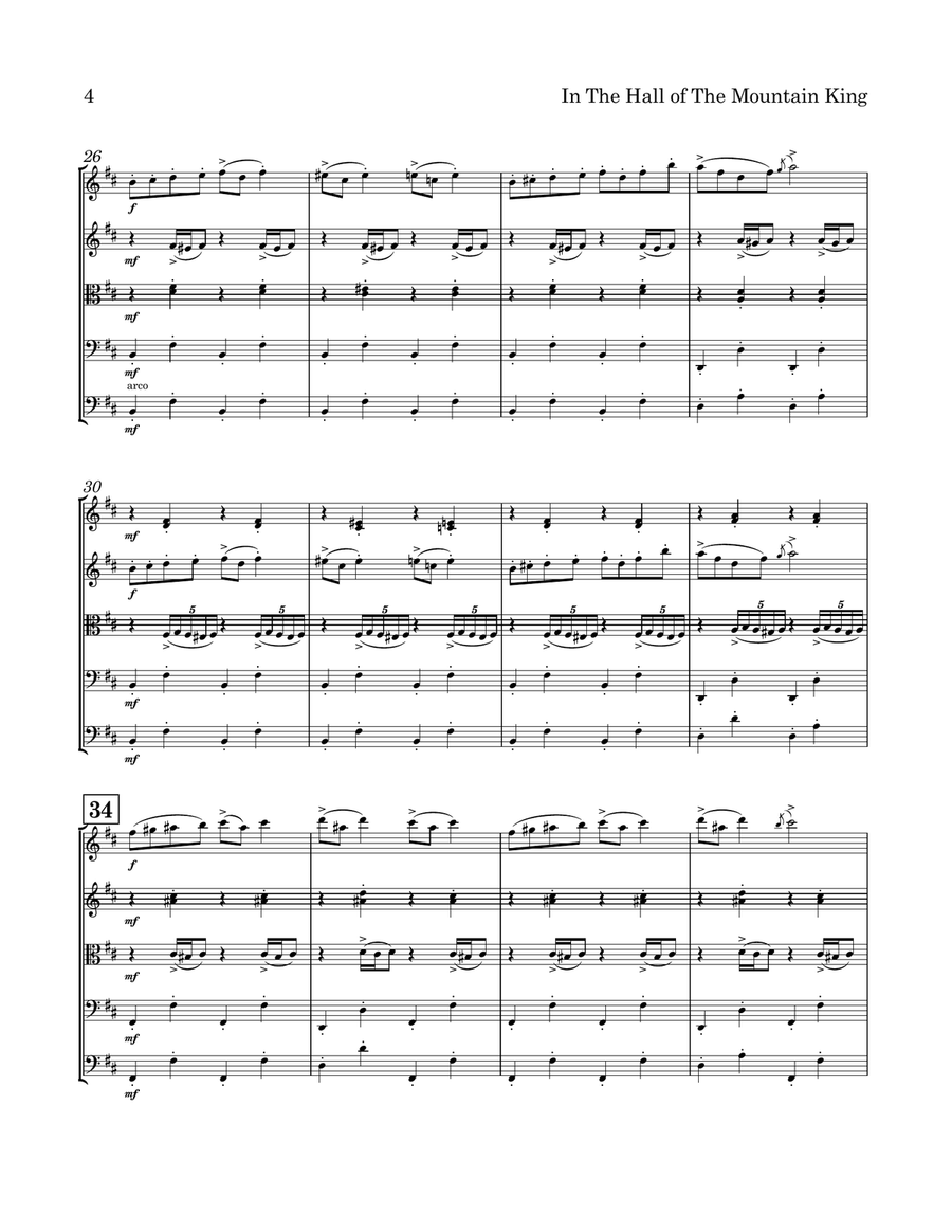 In The Hall Of The Mountain King String Quintet-Score and Parts String Orchestra scores gallery preview page 4