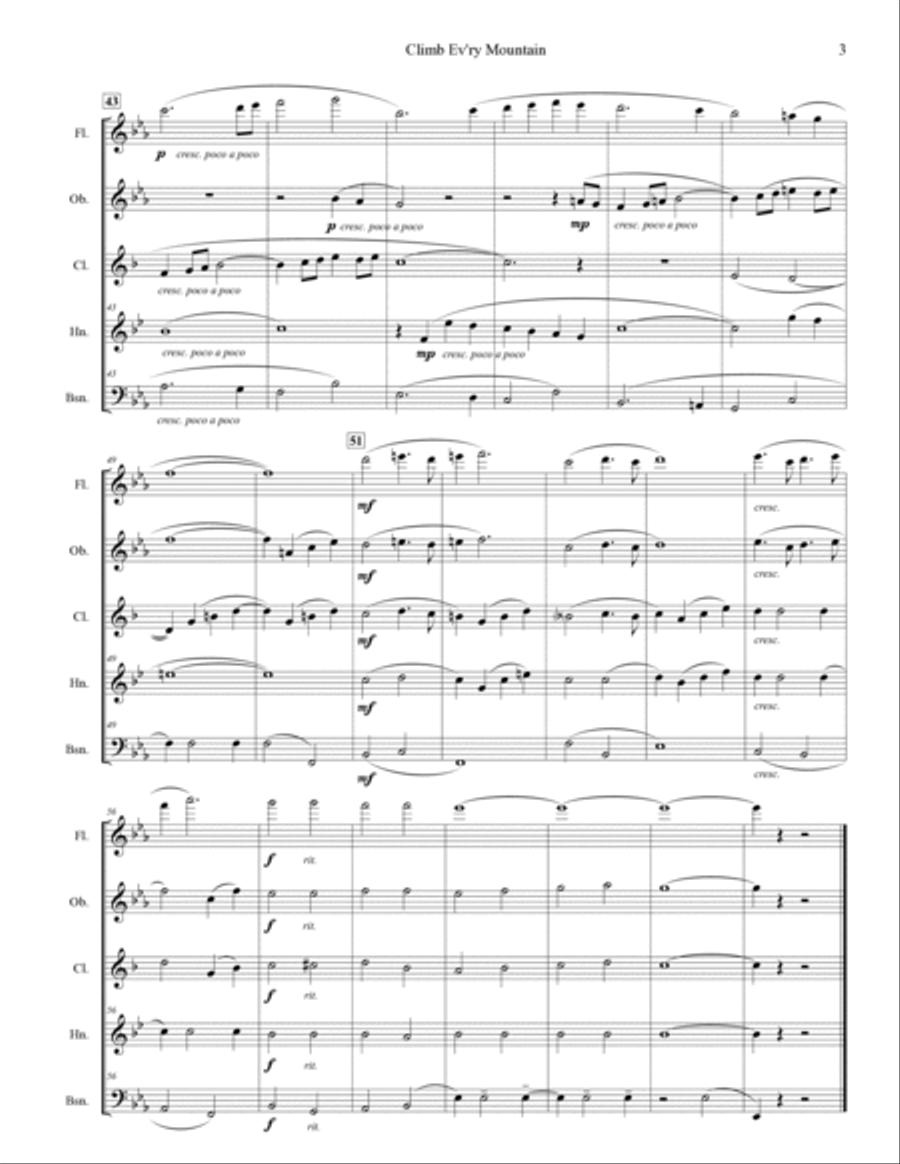 Climb Ev'ry Mountain Woodwind Quintet scores gallery preview page 4