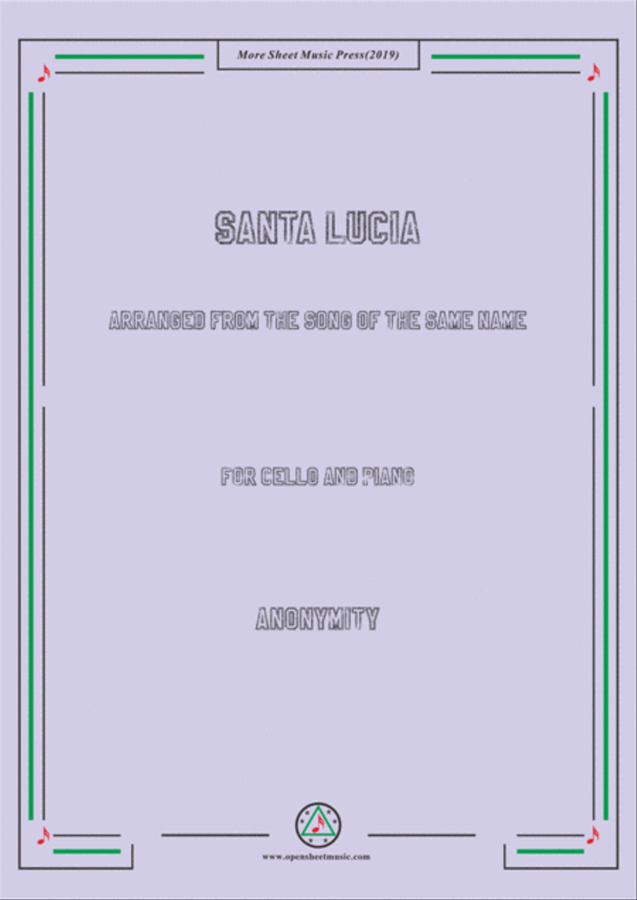 Nameless-Santa Lucia, for Cello and Piano Piano scores gallery preview page 1