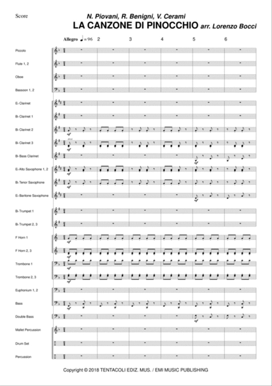 La Canzone Di Pinocchio Concert Band scores gallery preview page 3
