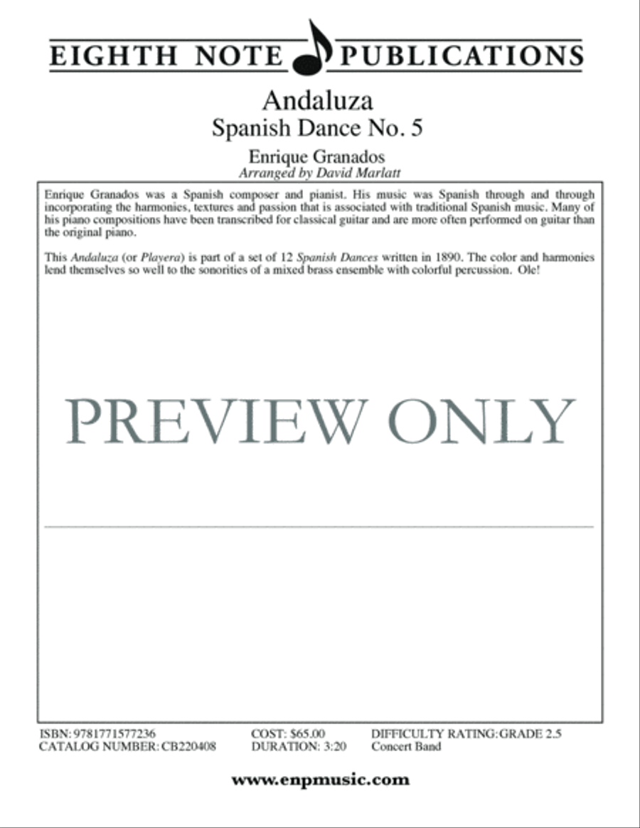 Andaluza -- Spanish Dance No. 5 Concert Band scores gallery preview page 3
