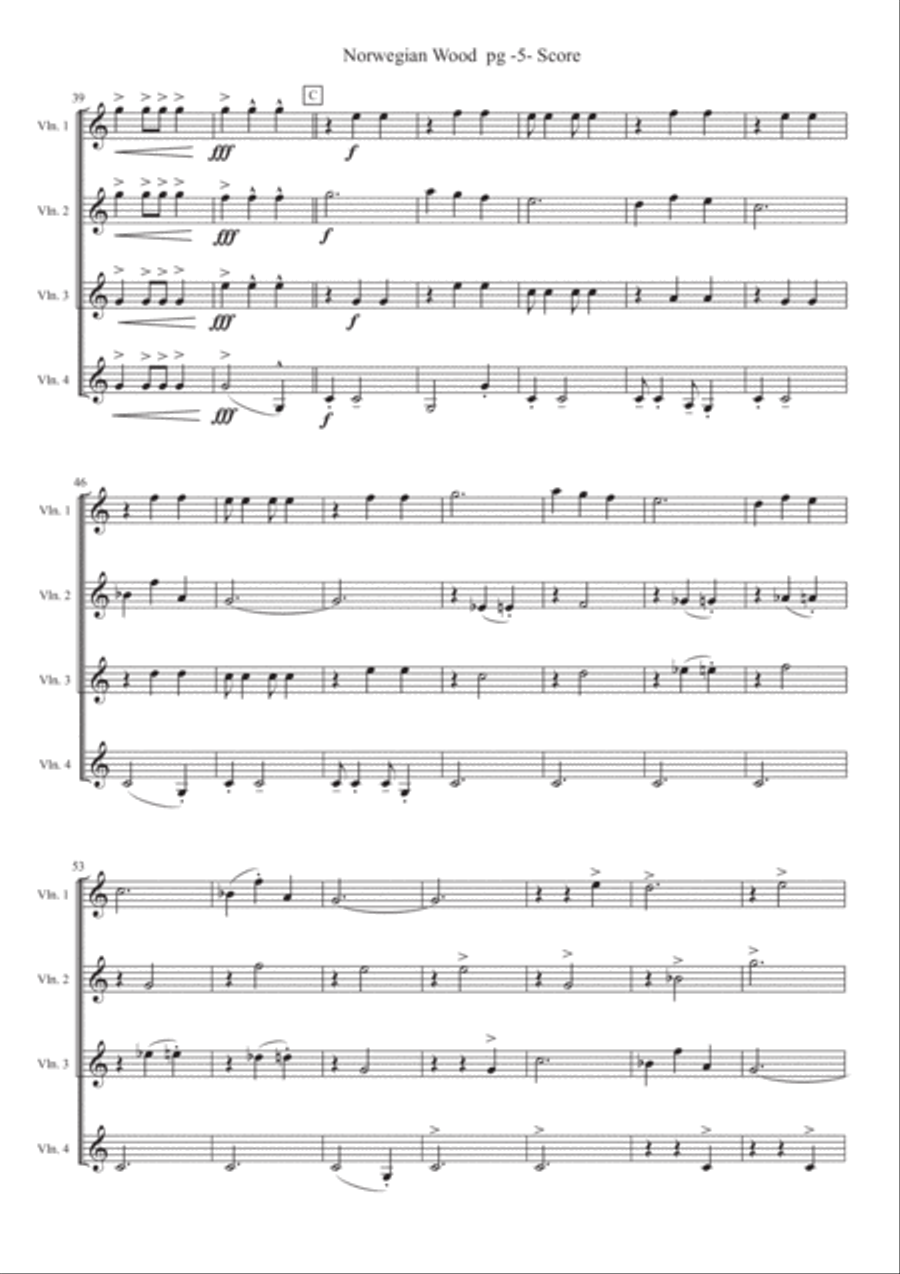 Norwegian Wood (this Bird Has Flown) Violin Solo scores gallery preview page 5