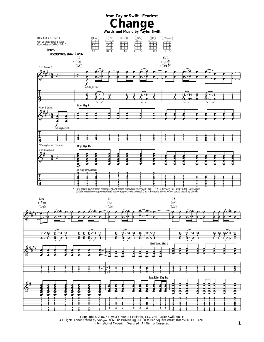 Change Change Acoustic Guitar scores gallery preview page 1