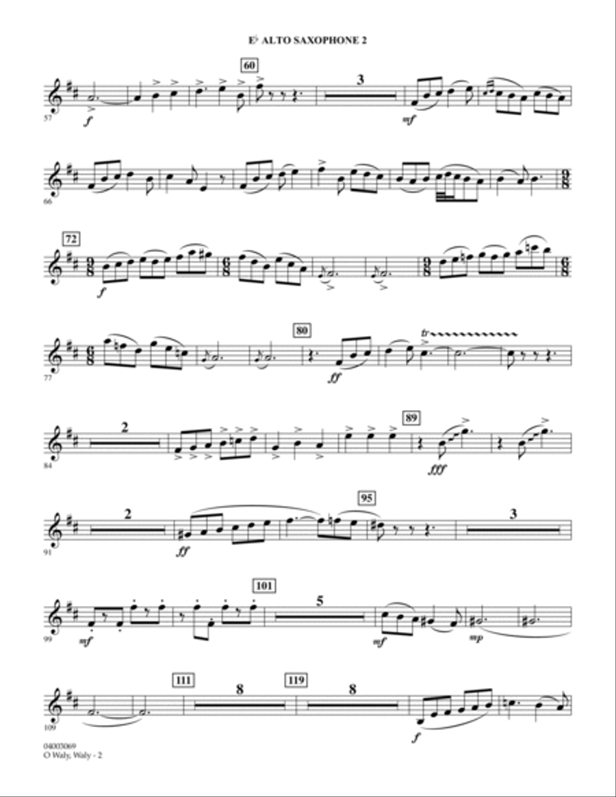 O Waly Waly (A Rhapsody For Band) - Eb Alto Saxophone 2 Concert Band scores gallery preview page 2