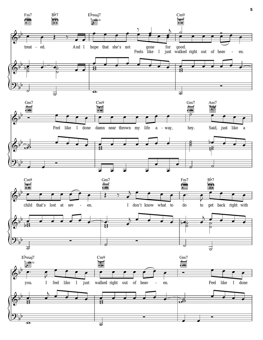 Walked Outta Heaven Piano, Vocal, Guitar scores gallery preview page 5