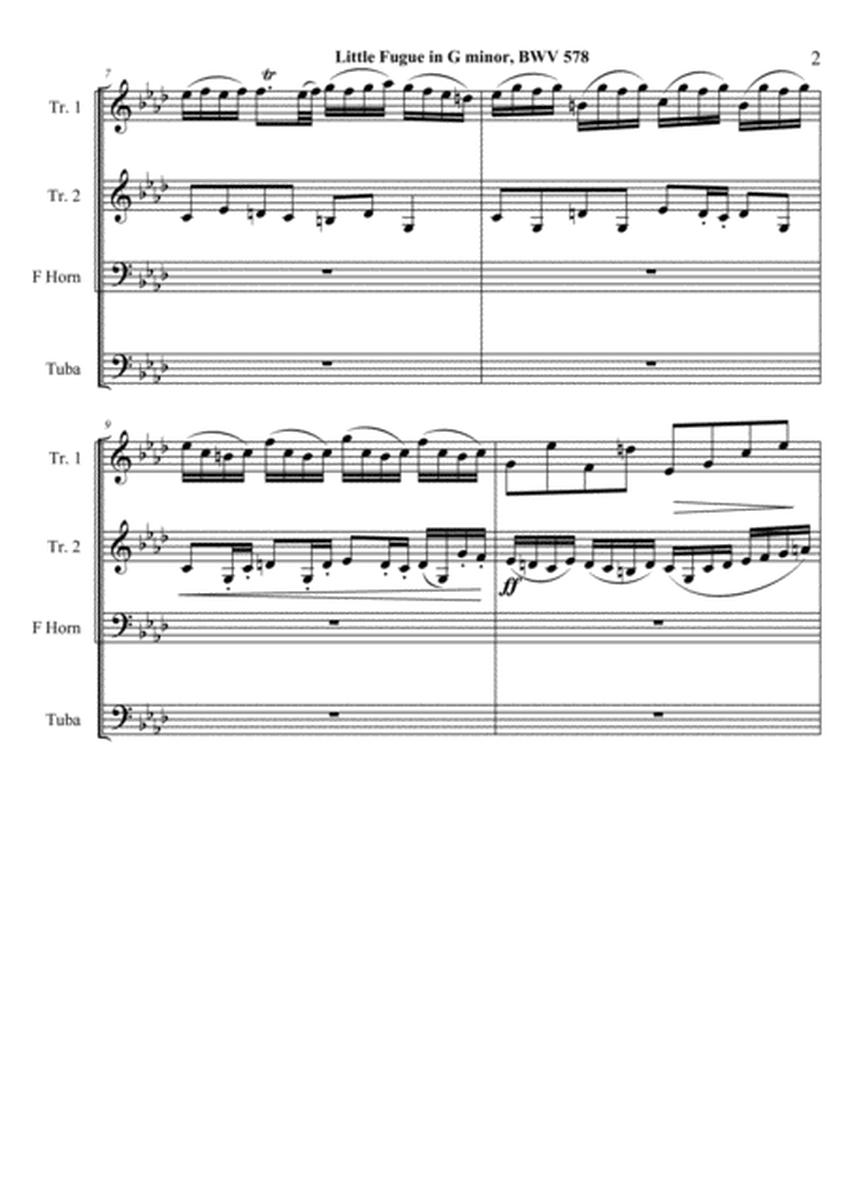 Little Fugue in G minor-- transposed to F minor for brass quartet image number null