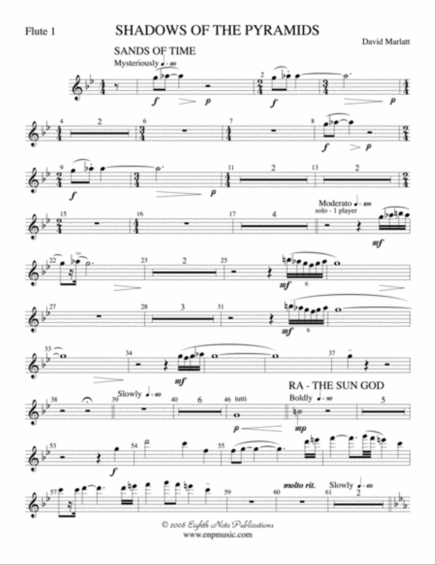 Shadows of the Pyramids: Flute Concert Band scores gallery preview page 1