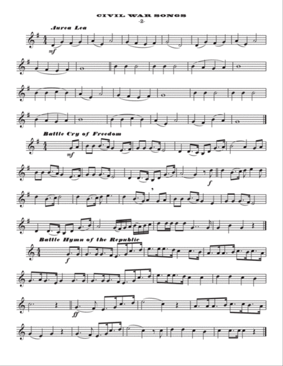 Civil War Songs for B-flat Instruments Trumpet Solo scores gallery preview page 4
