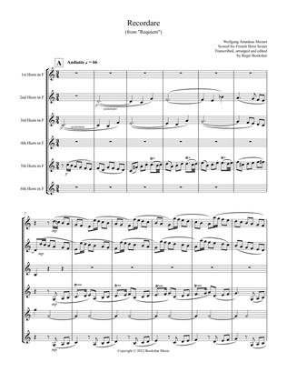 Book cover for Recordare (from "Requiem") (F) (French Horn Sextet)