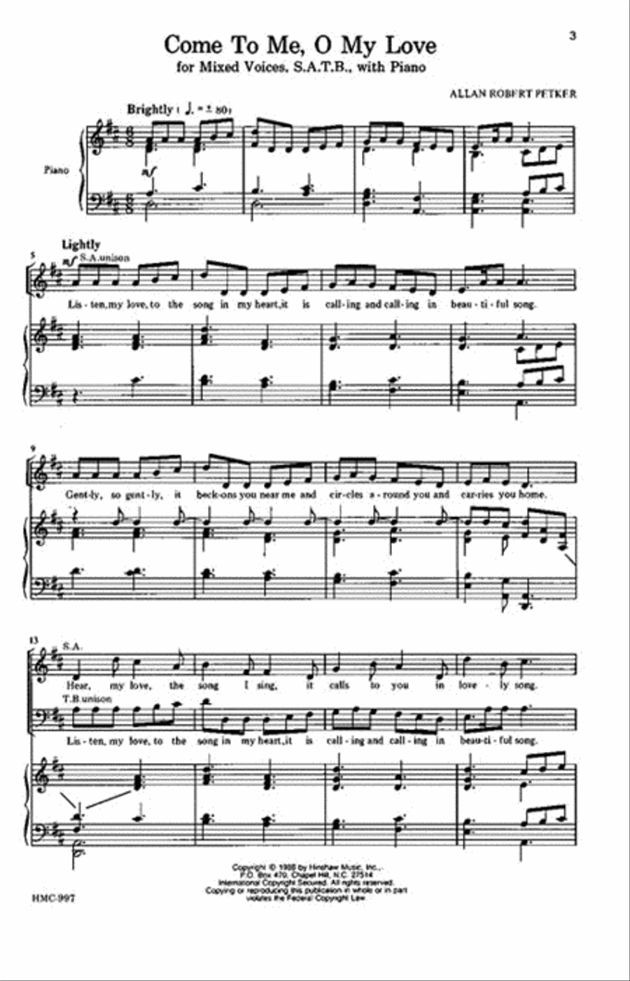 Come to Me, O My Love Come to Me, O My Love 4-Part scores gallery preview page 2