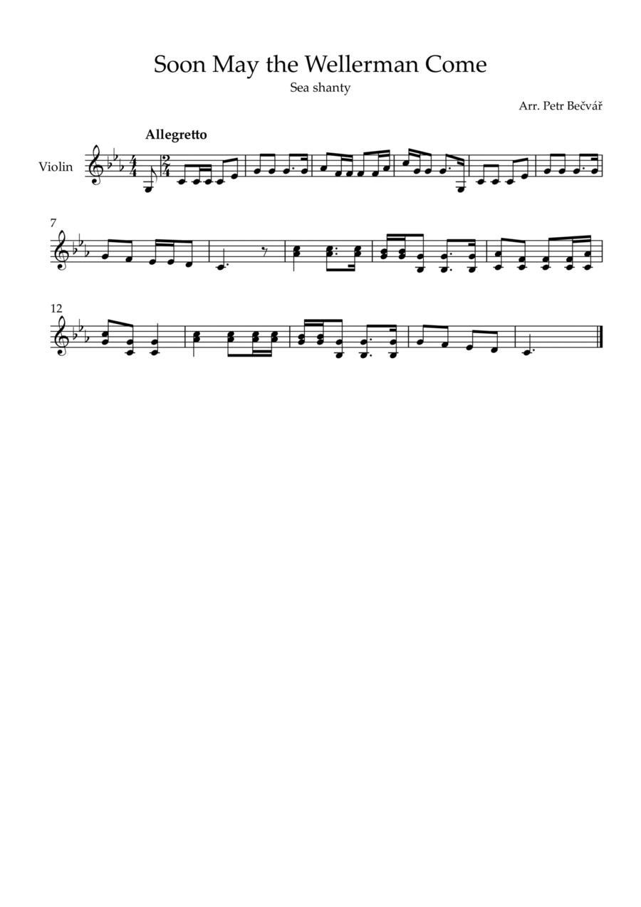 Soon May the Wellerman Come Violin Solo scores gallery preview page 1