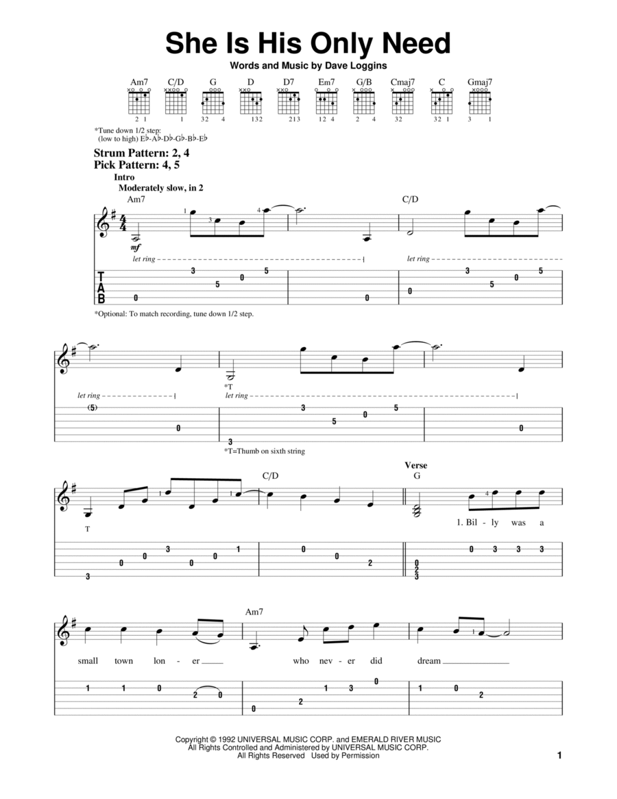 She Is His Only Need Acoustic Guitar scores gallery preview page 1