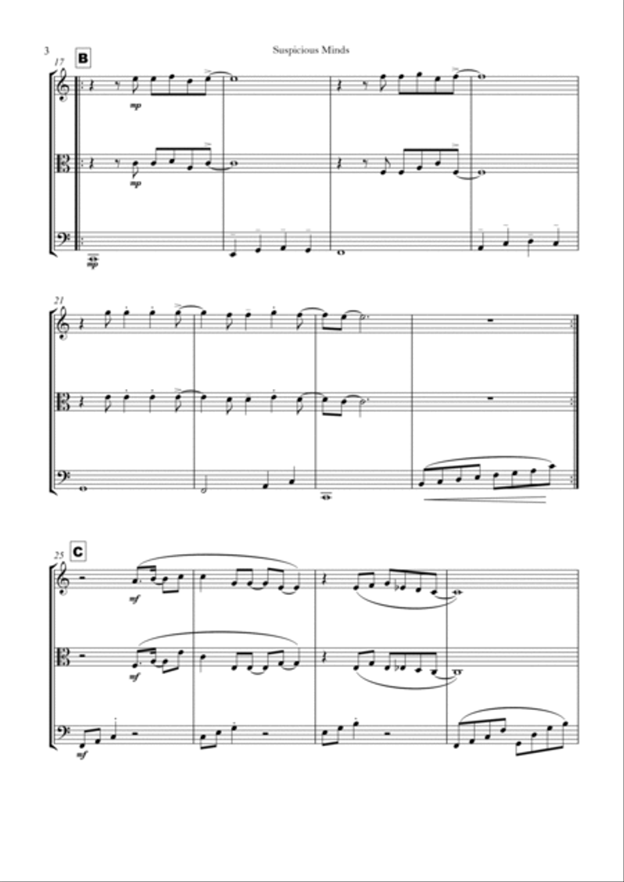 Suspicious Minds String Trio scores gallery preview page 3