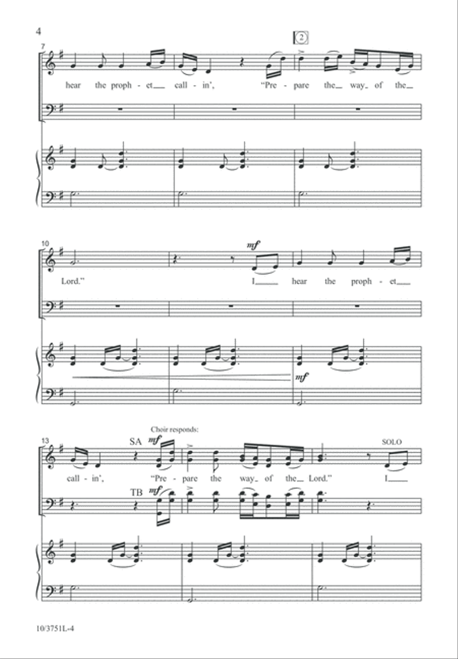 I Hear the Prophet Callin' 4-Part scores gallery preview page 5