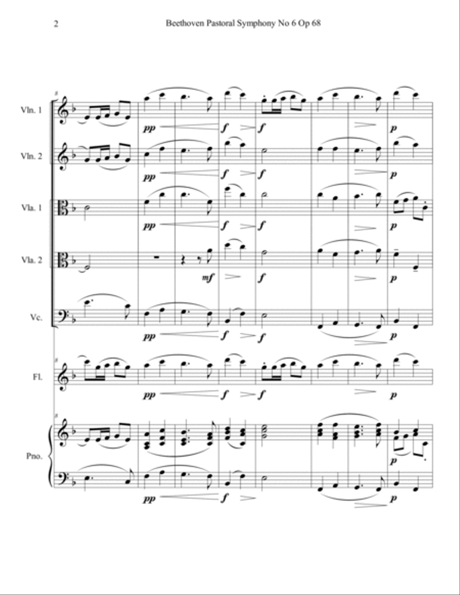 Beethoven Pastoral Symphony No 6 Countryside Arrival String Quartet String Quartet scores gallery preview page 2