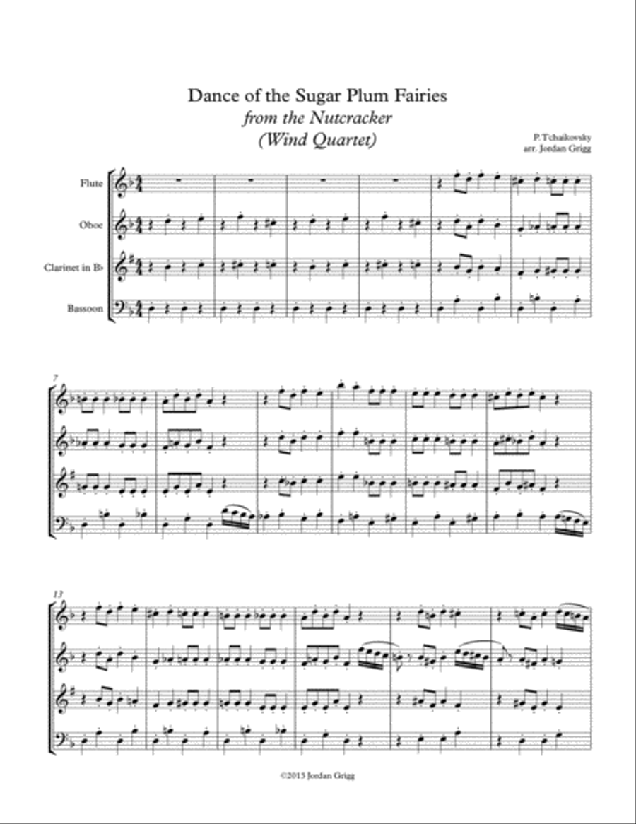 Dance of the Sugar Plum Fairies from the Nutcracker (Wind Quartet) Woodwind Quartet scores gallery preview page 1