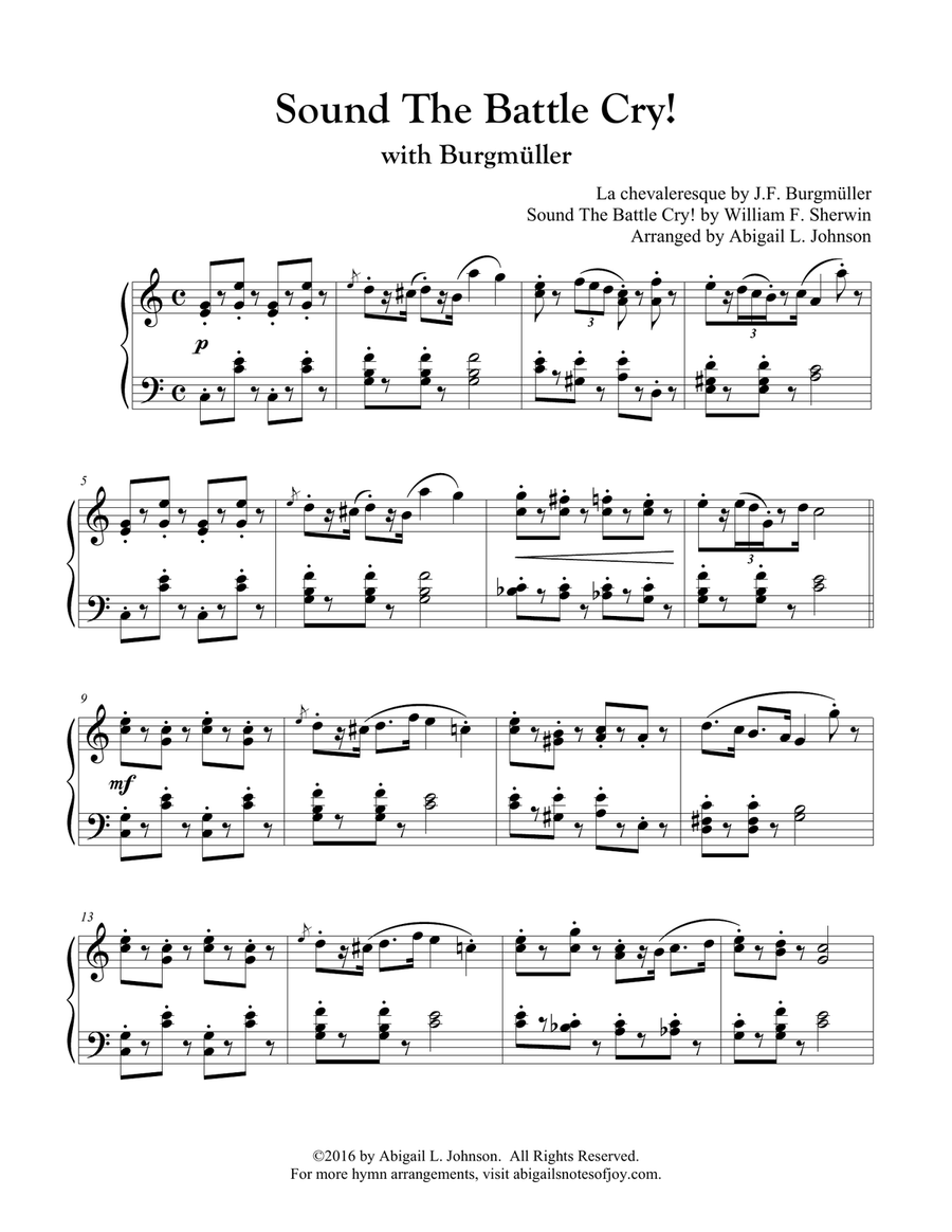 Sound The Battle Cry! in the style of La Chevaleresque (The Knight Errant) Piano Solo scores gallery preview page 1