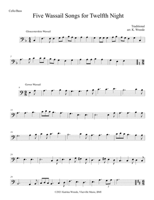 Five Traditional Wassail Songs for Twelfth Night - Solo Cello/Bass
