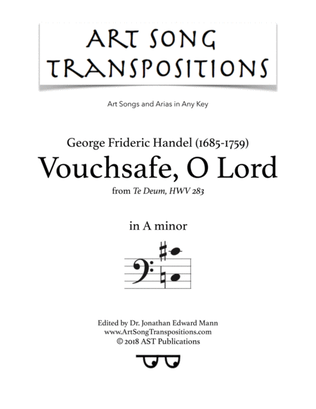 Book cover for HANDEL: Vouchsafe, O Lord (transposed to A minor)