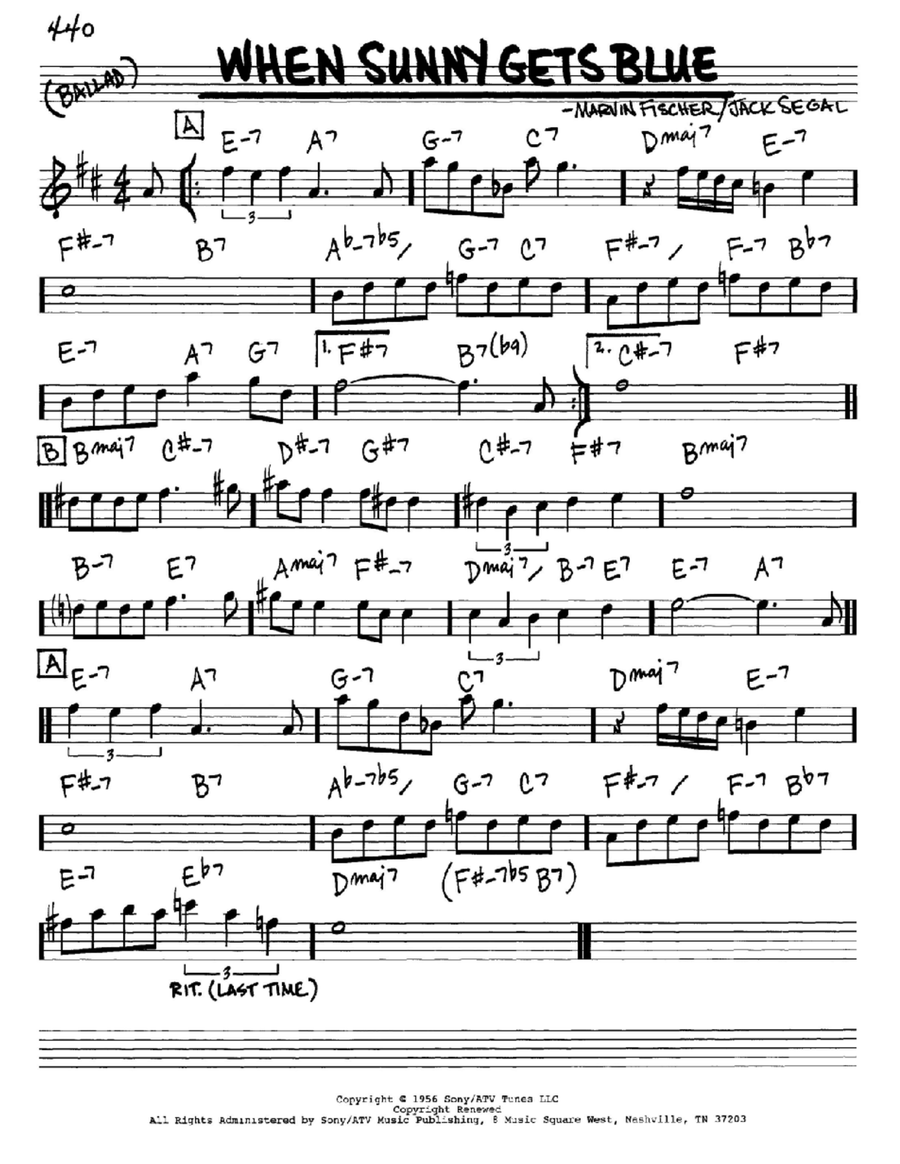 When Sunny Gets Blue Piano scores gallery preview page 1