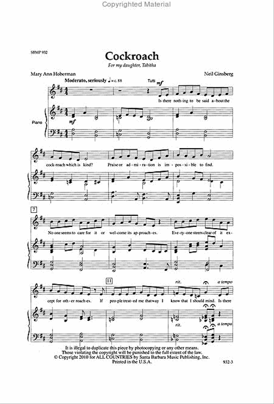Cockroach - SA Octavo SA scores gallery preview page 2