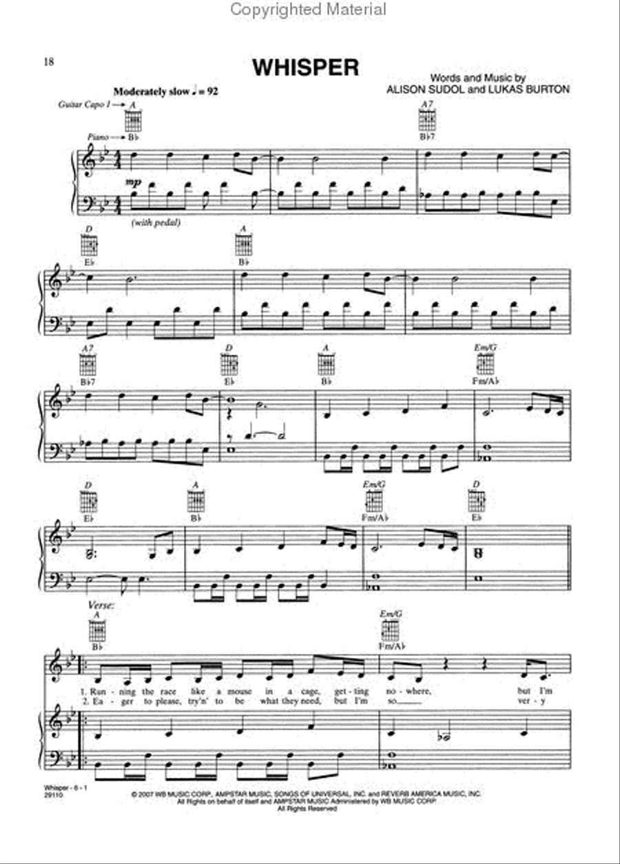 A Fine Frenzy - One Cell in the Sea Piano, Vocal, Guitar scores gallery preview page 4
