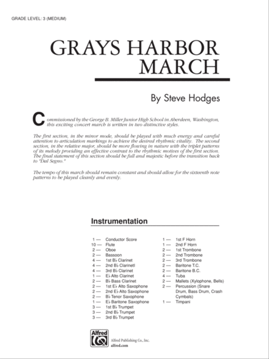Grays Harbor March: Score Concert Band scores gallery preview page 1