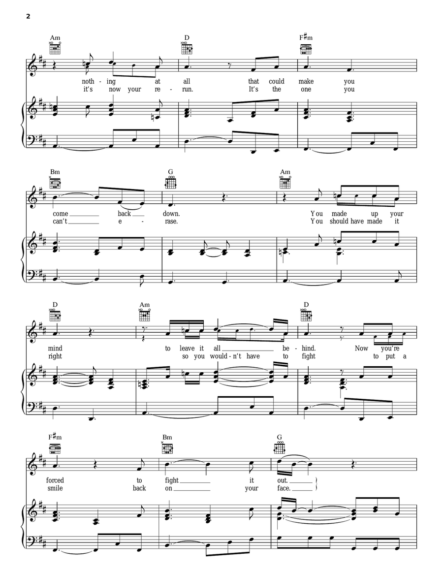 Fall Away Piano, Vocal, Guitar scores gallery preview page 2