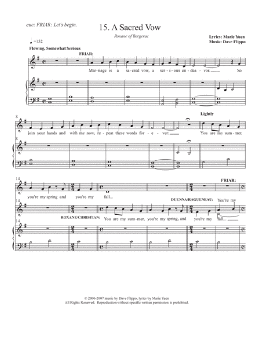 A SACRED VOW- from Roxane, of Bergerac-a full length musical Voice scores gallery preview page 2