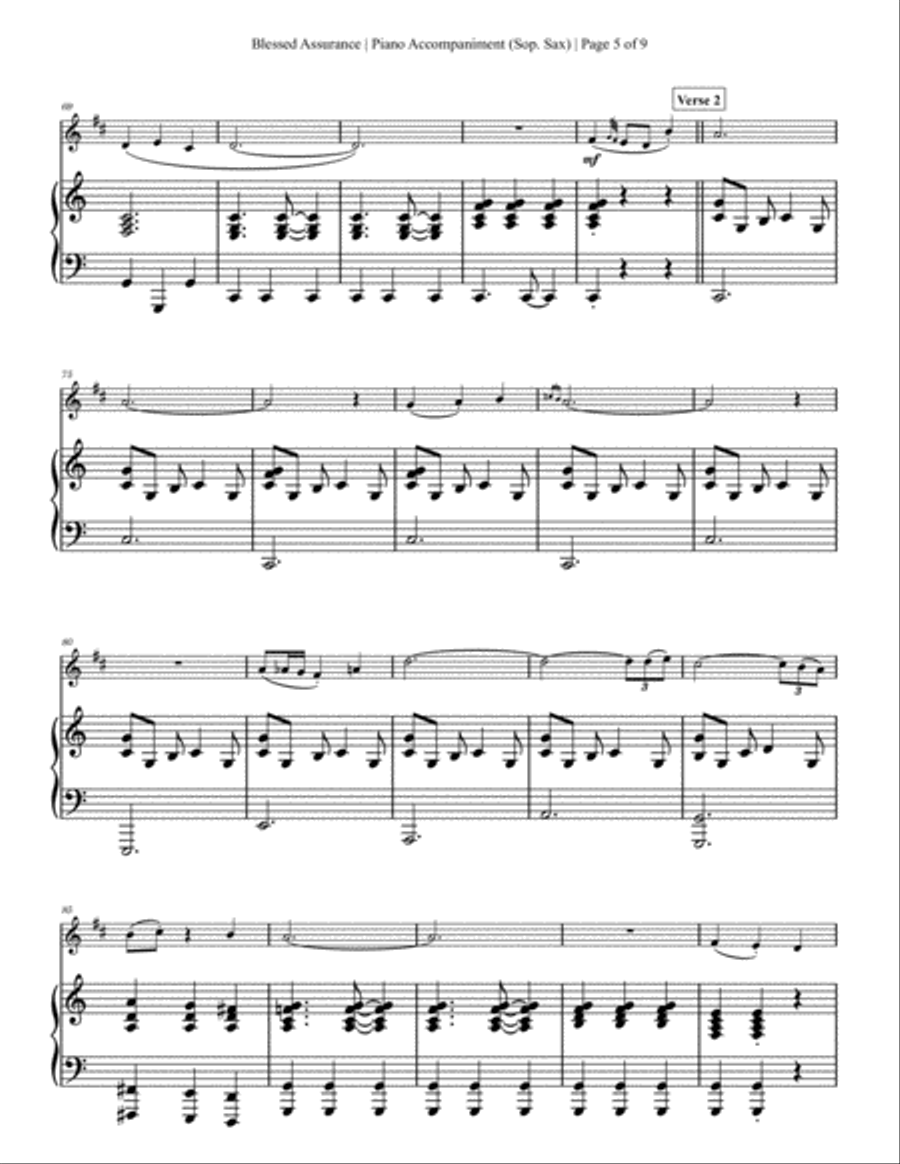 Blessed Assurance - Soprano Saxophone Solo with Piano Accompaniment Soprano Saxophone scores gallery preview page 5
