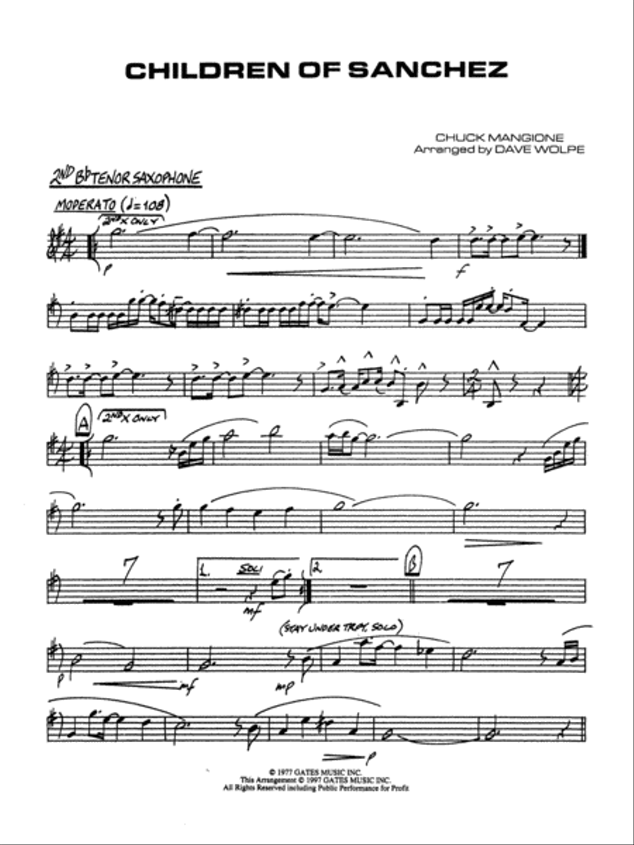 Children of Sanchez: 2nd B-flat Tenor Saxophone Jazz Ensemble scores gallery preview page 1