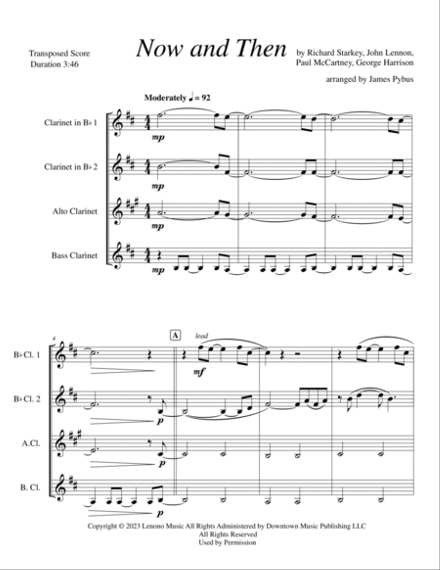 Now And Then Clarinet Quartet scores gallery preview page 3