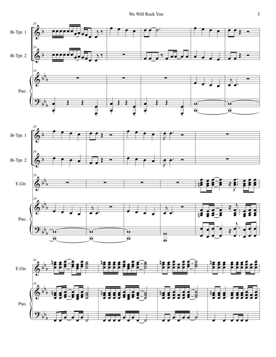 We Will Rock You Trumpet Duet scores gallery preview page 3