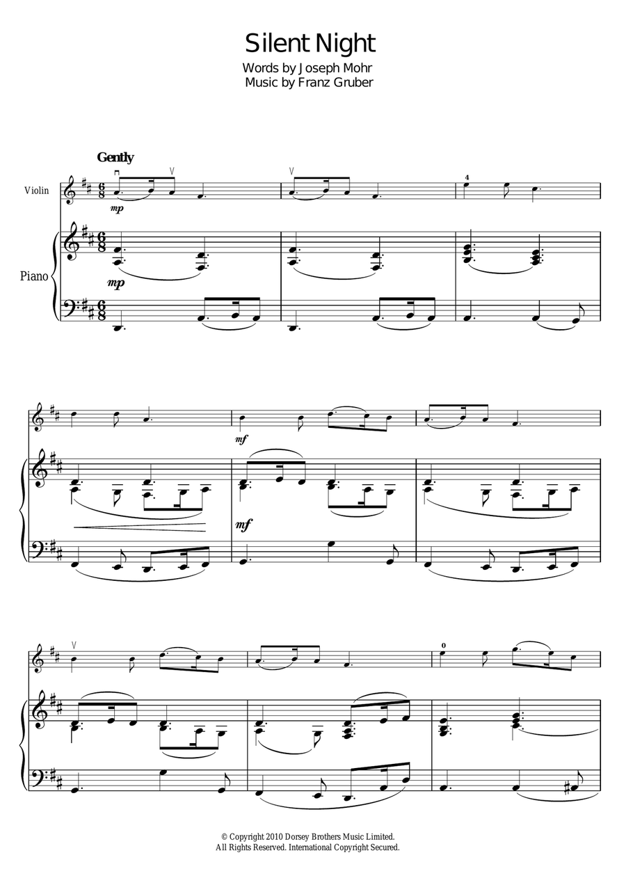 Silent Night Silent Night Violin Solo scores gallery preview page 1