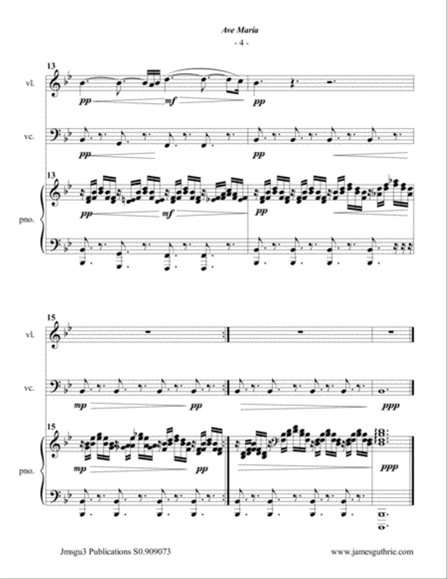 Schubert: Ave Maria for Piano Trio Piano Trio scores gallery preview page 4