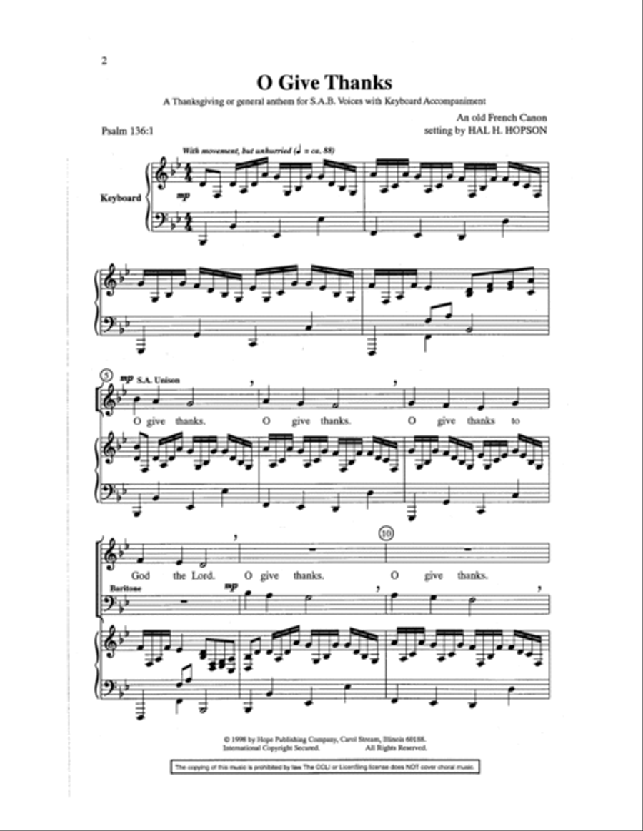 O Give Thanks 3-Part scores gallery preview page 2